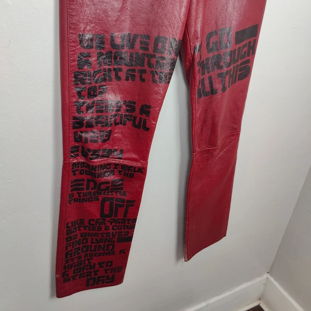 Vintage 90s Bjork Hyperballad Red Leather Pants Womens 28 XOXO Y2K Alt‎ Rock